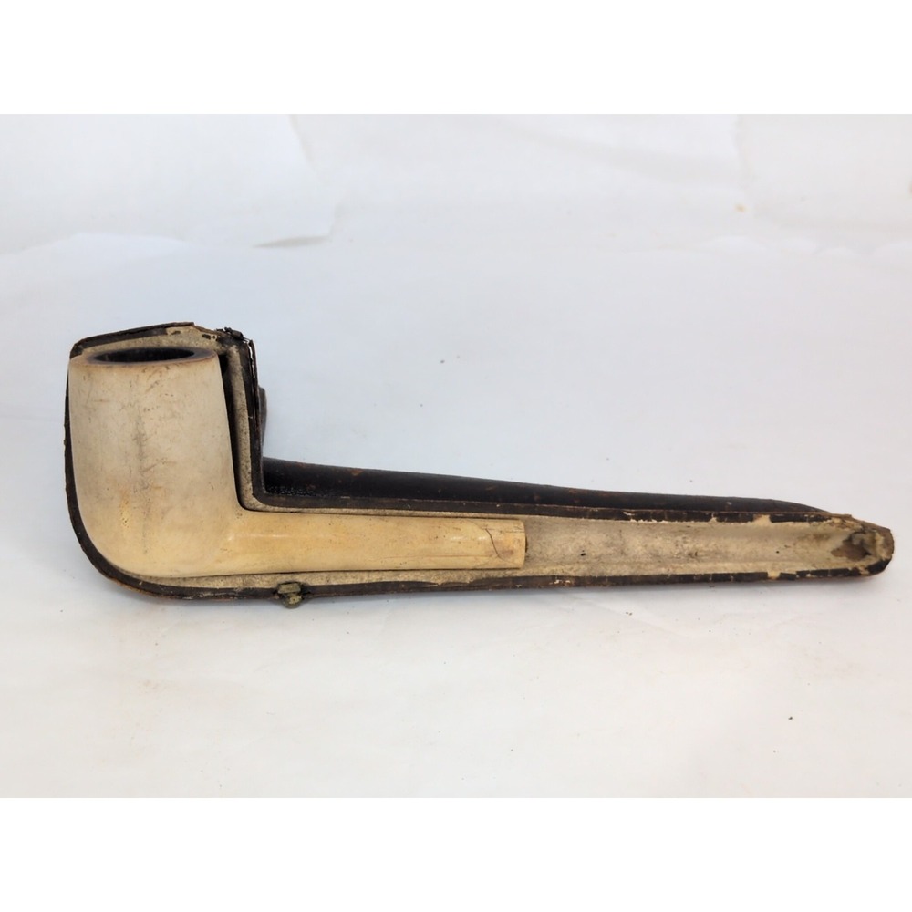 Antique Meerschaum Pipe Hand Carved Signed J.P.S With French Case La Fraternelle